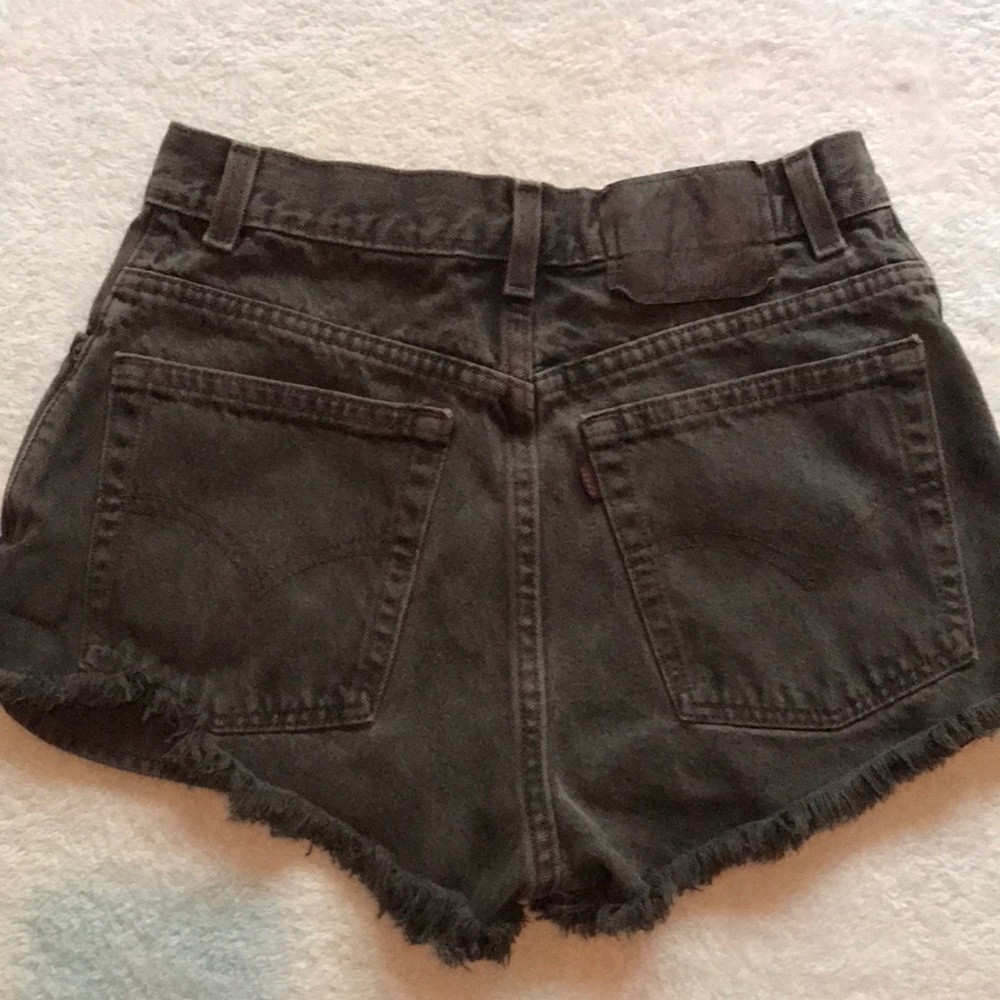 Grungy muddy olive High-waisted Destroyed Shorts